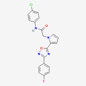 molecular formula C20H14ClFN4O2 B11183338 N-(4-chlorophenyl)-2-{2-[3-(4-fluorophenyl)-1,2,4-oxadiazol-5-yl]-1H-pyrrol-1-yl}acetamide 