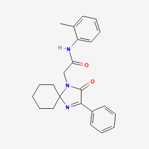 molecular formula C23H25N3O2 B11183395 N-(2-methylphenyl)-2-(2-oxo-3-phenyl-1,4-diazaspiro[4.5]dec-3-en-1-yl)acetamide 