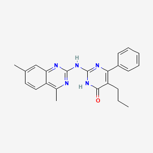 molecular formula C23H23N5O B11183427 2-[(4,7-dimethylquinazolin-2-yl)amino]-6-phenyl-5-propylpyrimidin-4(3H)-one 