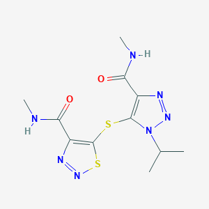 molecular formula C11H15N7O2S2 B11183448 N-methyl-5-{[4-(methylcarbamoyl)-1-(propan-2-yl)-1H-1,2,3-triazol-5-yl]sulfanyl}-1,2,3-thiadiazole-4-carboxamide 