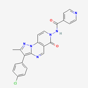 molecular formula C22H15ClN6O2 B11183499 N-[3-(4-chlorophenyl)-2-methyl-6-oxopyrazolo[1,5-a]pyrido[3,4-e]pyrimidin-7(6H)-yl]isonicotinamide 