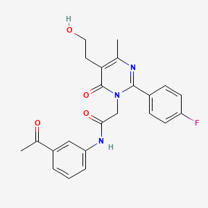 molecular formula C23H22FN3O4 B11183564 N-(3-acetylphenyl)-2-[2-(4-fluorophenyl)-5-(2-hydroxyethyl)-4-methyl-6-oxopyrimidin-1(6H)-yl]acetamide 