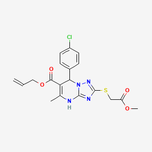 molecular formula C19H19ClN4O4S B11183941 Prop-2-en-1-yl 7-(4-chlorophenyl)-2-[(2-methoxy-2-oxoethyl)sulfanyl]-5-methyl-4,7-dihydro[1,2,4]triazolo[1,5-a]pyrimidine-6-carboxylate 