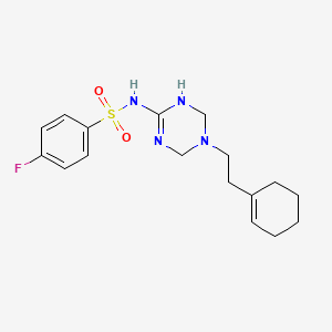 molecular formula C17H23FN4O2S B11183969 Benzenesulfonamide, N-[5-[2-(1-cyclohexen-1-yl)ethyl]-3,4,5,6-tetrahydro-1,3,5-triazin-2-yl]-4-fluoro- CAS No. 1158220-67-7