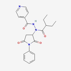 molecular formula C22H24N4O4 B11183970 N'-(2,5-dioxo-1-phenylpyrrolidin-3-yl)-N'-(2-ethylbutanoyl)pyridine-4-carbohydrazide 