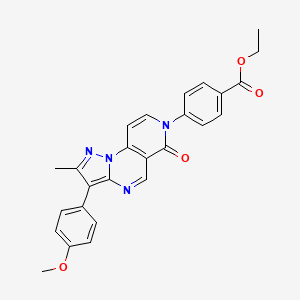 molecular formula C26H22N4O4 B11183975 ethyl 4-[3-(4-methoxyphenyl)-2-methyl-6-oxopyrazolo[1,5-a]pyrido[3,4-e]pyrimidin-7(6H)-yl]benzoate 