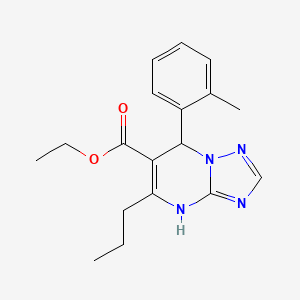 molecular formula C18H22N4O2 B11184004 Ethyl 7-(2-methylphenyl)-5-propyl-4,7-dihydro[1,2,4]triazolo[1,5-a]pyrimidine-6-carboxylate 