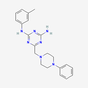 molecular formula C21H25N7 B11184026 N-{4-amino-6-[(4-phenylpiperazino)methyl]-1,3,5-triazin-2-yl}-N-(3-methylphenyl)amine 