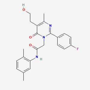 molecular formula C23H24FN3O3 B11184228 N-(2,5-dimethylphenyl)-2-[2-(4-fluorophenyl)-5-(2-hydroxyethyl)-4-methyl-6-oxopyrimidin-1(6H)-yl]acetamide 