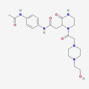 molecular formula C22H32N6O5 B11184239 N-[4-(acetylamino)phenyl]-2-(1-{[4-(2-hydroxyethyl)piperazin-1-yl]acetyl}-3-oxopiperazin-2-yl)acetamide 