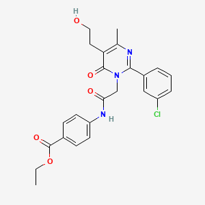 molecular formula C24H24ClN3O5 B11184282 ethyl 4-({[2-(3-chlorophenyl)-5-(2-hydroxyethyl)-4-methyl-6-oxopyrimidin-1(6H)-yl]acetyl}amino)benzoate 
