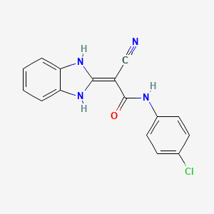 molecular formula C16H11ClN4O B11184297 N-(4-chlorophenyl)-2-cyano-2-(1,3-dihydro-2H-benzimidazol-2-ylidene)acetamide 