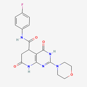 molecular formula C18H18FN5O4 B11184321 N-(4-fluorophenyl)-2-(morpholin-4-yl)-4,7-dioxo-3,4,5,6,7,8-hexahydropyrido[2,3-d]pyrimidine-5-carboxamide 
