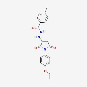 molecular formula C20H21N3O4 B11184382 N'-[1-(4-ethoxyphenyl)-2,5-dioxopyrrolidin-3-yl]-4-methylbenzohydrazide 