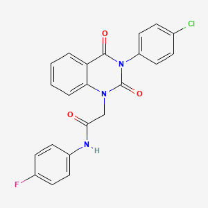 molecular formula C22H15ClFN3O3 B11184461 2-[3-(4-chlorophenyl)-2,4-dioxo-3,4-dihydroquinazolin-1(2H)-yl]-N-(4-fluorophenyl)acetamide 