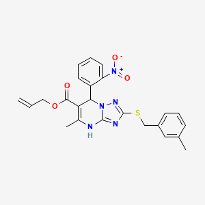 molecular formula C24H23N5O4S B11184564 Prop-2-en-1-yl 5-methyl-2-[(3-methylbenzyl)sulfanyl]-7-(2-nitrophenyl)-4,7-dihydro[1,2,4]triazolo[1,5-a]pyrimidine-6-carboxylate 