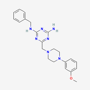 molecular formula C22H27N7O B11184645 N-benzyl-6-{[4-(3-methoxyphenyl)piperazin-1-yl]methyl}-1,3,5-triazine-2,4-diamine 