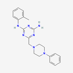 molecular formula C21H25N7 B11184701 N-(2-methylphenyl)-6-[(4-phenylpiperazin-1-yl)methyl]-1,3,5-triazine-2,4-diamine 