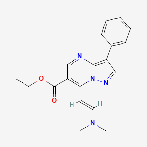molecular formula C20H22N4O2 B11184721 ethyl 7-[(E)-2-(dimethylamino)ethenyl]-2-methyl-3-phenylpyrazolo[1,5-a]pyrimidine-6-carboxylate 