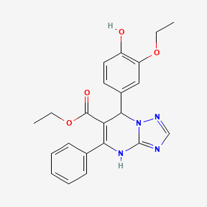 molecular formula C22H22N4O4 B11184873 Ethyl 7-(3-ethoxy-4-hydroxyphenyl)-5-phenyl-4,7-dihydro[1,2,4]triazolo[1,5-a]pyrimidine-6-carboxylate 