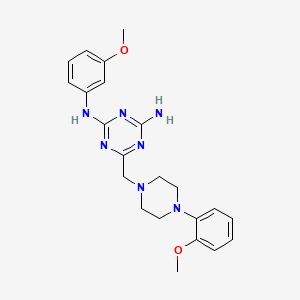 molecular formula C22H27N7O2 B11184927 N-(3-methoxyphenyl)-6-{[4-(2-methoxyphenyl)piperazin-1-yl]methyl}-1,3,5-triazine-2,4-diamine 