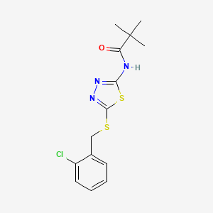 molecular formula C14H16ClN3OS2 B11184943 N-(5-((2-chlorobenzyl)thio)-1,3,4-thiadiazol-2-yl)pivalamide 