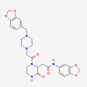 molecular formula C27H31N5O7 B11184952 N-(1,3-benzodioxol-5-yl)-2-(1-{[4-(1,3-benzodioxol-5-ylmethyl)piperazin-1-yl]acetyl}-3-oxopiperazin-2-yl)acetamide 