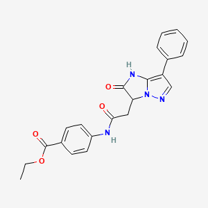 molecular formula C22H20N4O4 B11184955 ethyl 4-{[(2-oxo-7-phenyl-2,3-dihydro-1H-imidazo[1,2-b]pyrazol-3-yl)acetyl]amino}benzoate 