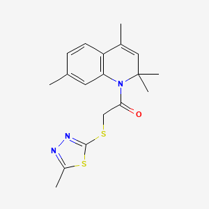 molecular formula C18H21N3OS2 B11185007 2-[(5-methyl-1,3,4-thiadiazol-2-yl)sulfanyl]-1-(2,2,4,7-tetramethylquinolin-1(2H)-yl)ethanone 