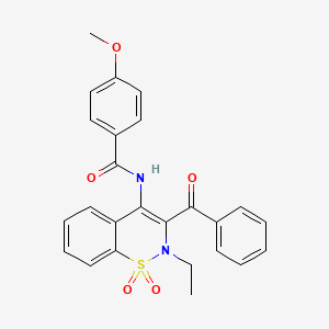molecular formula C25H22N2O5S B11185218 N-[2-ethyl-1,1-dioxido-3-(phenylcarbonyl)-2H-1,2-benzothiazin-4-yl]-4-methoxybenzamide 