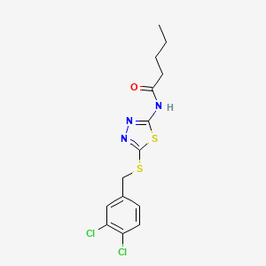 molecular formula C14H15Cl2N3OS2 B11185309 N-(5-((3,4-dichlorobenzyl)thio)-1,3,4-thiadiazol-2-yl)pentanamide 