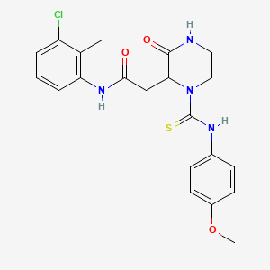 molecular formula C21H23ClN4O3S B11185327 N-(3-chloro-2-methylphenyl)-2-{1-[(4-methoxyphenyl)carbamothioyl]-3-oxopiperazin-2-yl}acetamide 