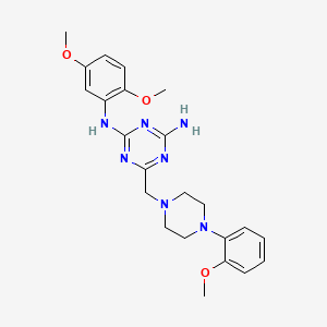 molecular formula C23H29N7O3 B11185374 N-(2,5-dimethoxyphenyl)-6-{[4-(2-methoxyphenyl)piperazin-1-yl]methyl}-1,3,5-triazine-2,4-diamine 