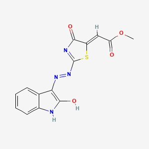 molecular formula C14H10N4O4S B11185422 methyl (2Z)-{4-oxo-2-[(2E)-2-(2-oxo-1,2-dihydro-3H-indol-3-ylidene)hydrazinyl]-1,3-thiazol-5(4H)-ylidene}ethanoate 