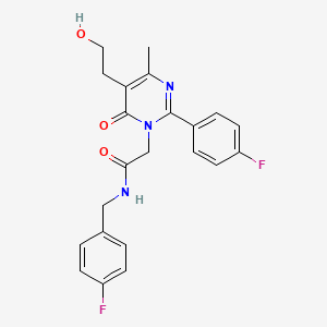 molecular formula C22H21F2N3O3 B11185476 N-(4-fluorobenzyl)-2-[2-(4-fluorophenyl)-5-(2-hydroxyethyl)-4-methyl-6-oxopyrimidin-1(6H)-yl]acetamide 