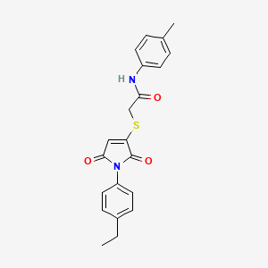 molecular formula C21H20N2O3S B11185498 2-((1-(4-ethylphenyl)-2,5-dioxo-2,5-dihydro-1H-pyrrol-3-yl)sulfanyl)-N-(4-methylphenyl)acetamide 
