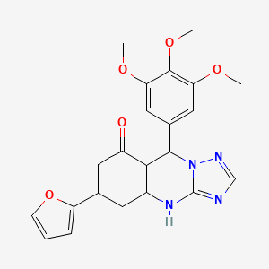 molecular formula C22H22N4O5 B11185564 6-(2-furanyl)-9-(3,4,5-tris(methyloxy)phenyl)-5,6,7,9-tetrahydro[1,2,4]triazolo[5,1-b]quinazolin-8(1H)-one 