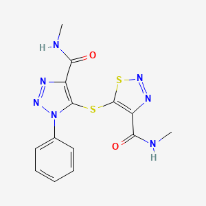 molecular formula C14H13N7O2S2 B11185583 N-methyl-5-{[4-(methylcarbamoyl)-1-phenyl-1H-1,2,3-triazol-5-yl]sulfanyl}-1,2,3-thiadiazole-4-carboxamide 