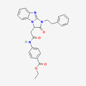 molecular formula C28H26N4O4 B11185624 ethyl 4-({[2-oxo-1-(2-phenylethyl)-2,3-dihydro-1H-imidazo[1,2-a]benzimidazol-3-yl]acetyl}amino)benzoate 