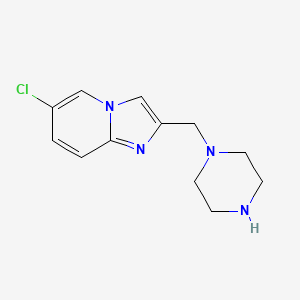 molecular formula C12H15ClN4 B11185688 1-({6-Chloroimidazo[1,2-a]pyridin-2-yl}methyl)piperazine 