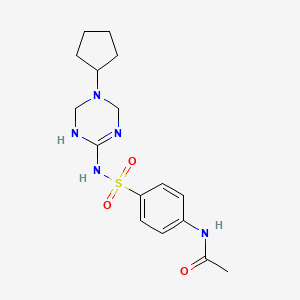 molecular formula C16H23N5O3S B11185804 N-{4-[(5-cyclopentyl-1,4,5,6-tetrahydro-1,3,5-triazin-2-yl)sulfamoyl]phenyl}acetamide 