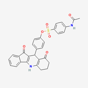 molecular formula C30H24N2O6S B11185822 4-(9,11-dioxo-6,7,8,9,10,11-hexahydro-5H-indeno[1,2-b]quinolin-10-yl)phenyl 4-(acetylamino)benzenesulfonate 