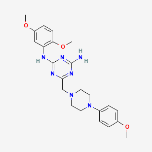 molecular formula C23H29N7O3 B11185854 N-(2,5-dimethoxyphenyl)-6-{[4-(4-methoxyphenyl)piperazin-1-yl]methyl}-1,3,5-triazine-2,4-diamine 