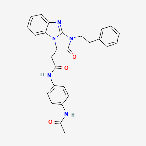 molecular formula C27H25N5O3 B11186075 N-[4-(acetylamino)phenyl]-2-[2-oxo-1-(2-phenylethyl)-2,3-dihydro-1H-imidazo[1,2-a]benzimidazol-3-yl]acetamide 