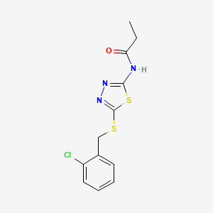 molecular formula C12H12ClN3OS2 B11186104 N-(5-((2-chlorobenzyl)thio)-1,3,4-thiadiazol-2-yl)propionamide 