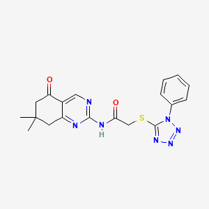 molecular formula C19H19N7O2S B11186145 N-(7,7-dimethyl-5-oxo-5,6,7,8-tetrahydroquinazolin-2-yl)-2-[(1-phenyl-1H-tetrazol-5-yl)sulfanyl]acetamide 