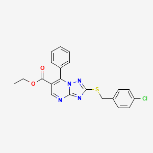 molecular formula C21H17ClN4O2S B11186276 Ethyl 2-[(4-chlorobenzyl)sulfanyl]-7-phenyl[1,2,4]triazolo[1,5-a]pyrimidine-6-carboxylate 
