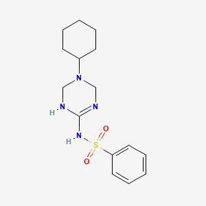 molecular formula C15H22N4O2S B11186371 N-(5-cyclohexyl-1,4,5,6-tetrahydro-1,3,5-triazin-2-yl)benzenesulfonamide 