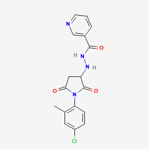 molecular formula C17H15ClN4O3 B11186435 N'-[1-(4-chloro-2-methylphenyl)-2,5-dioxopyrrolidin-3-yl]pyridine-3-carbohydrazide 