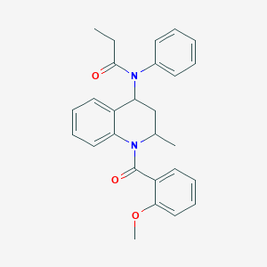 molecular formula C27H28N2O3 B11186488 N-[1-(2-methoxybenzoyl)-2-methyl-1,2,3,4-tetrahydro-4-quinolinyl]-N-phenylpropanamide 